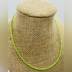 Solid Green Small Beaded Choker Necklace Boho Y2K Fairycore Coquette Streetwear
